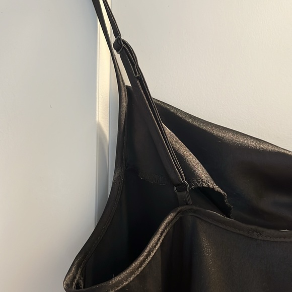 bebe Black Satin Cowl Neck Slip Dress Size Medium - Picture 4 of 7